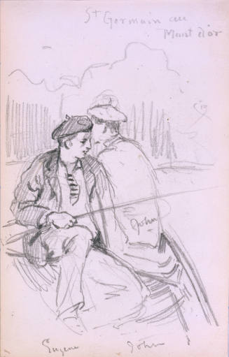 John Singer Sargent (1856-1925) and Eugène Lachaise (1857-1925) Fishing in a Boat at Saint-Germain au Mont d'Or; verso: variant of the same composition and study of a bust-length figure