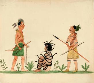 Three Iroquois: Atotárho Protected by Black Snakes, Flanked by Deganawida(?) Offering Wampum and Hiawatha(?)